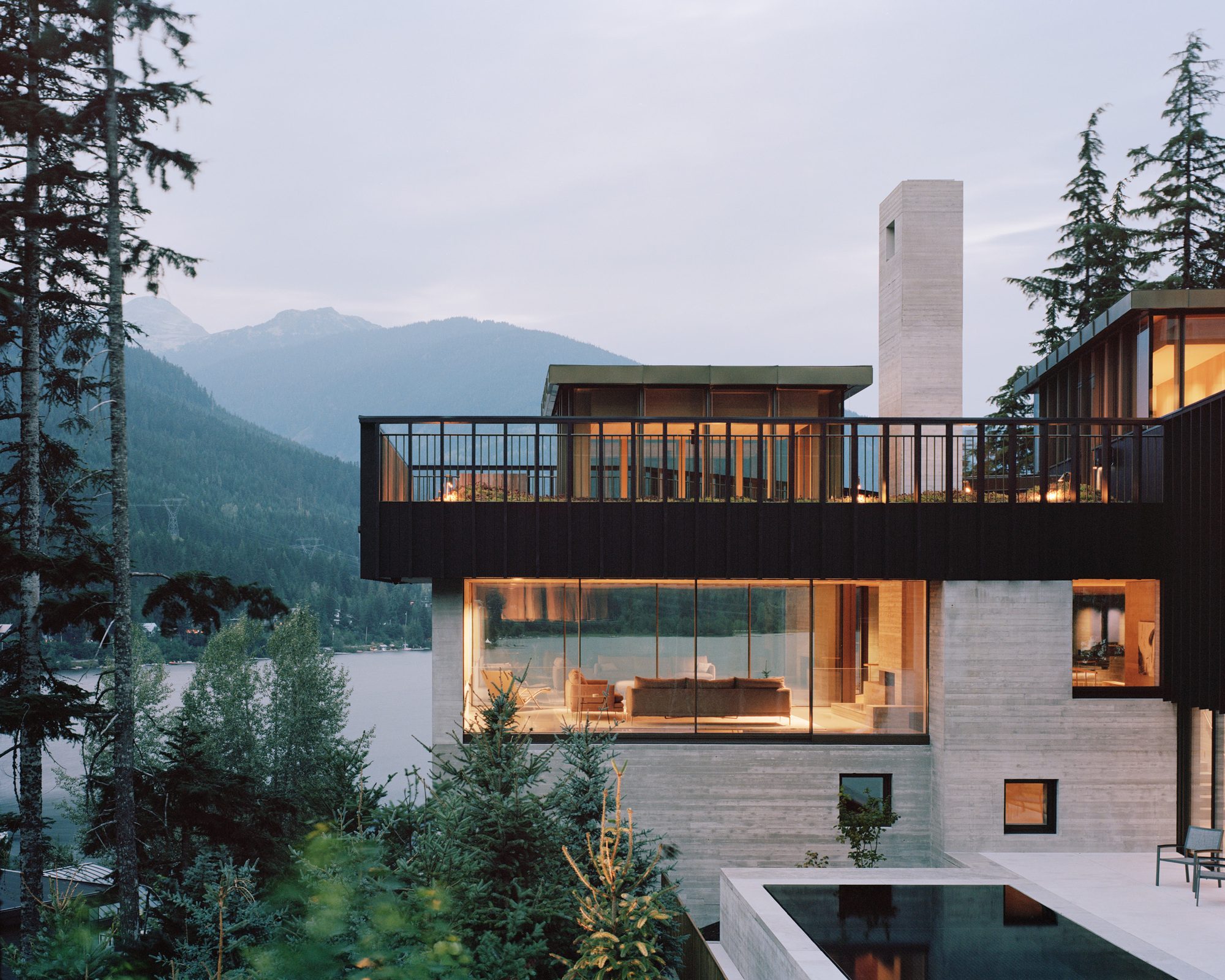 Mountain home structural steel framework fabricated by The High Road Manufacturing for residential construction project