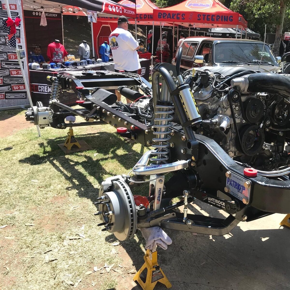 Custom-manufactured Patriot Chassis on display at trade show — complete product development from CAD design to finished build at The High Road Manufacturing